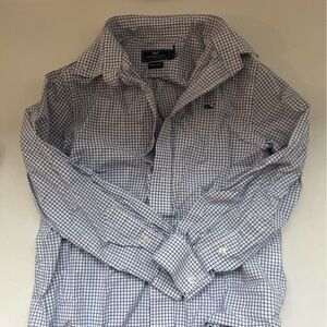 Vineyard Vines Blue Button Down Shirt with Gingham Pattern